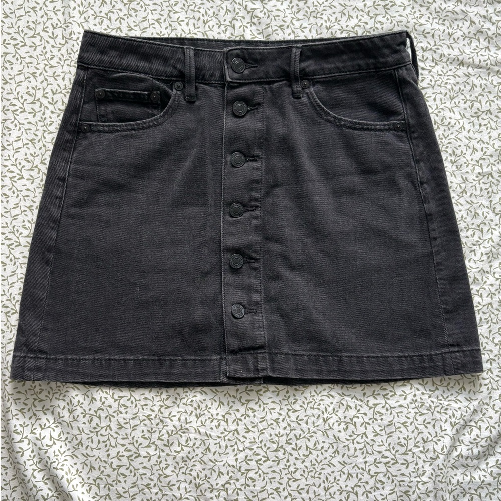 American Eagle Outfitters Black Button-Front Skirt- Super High Rise